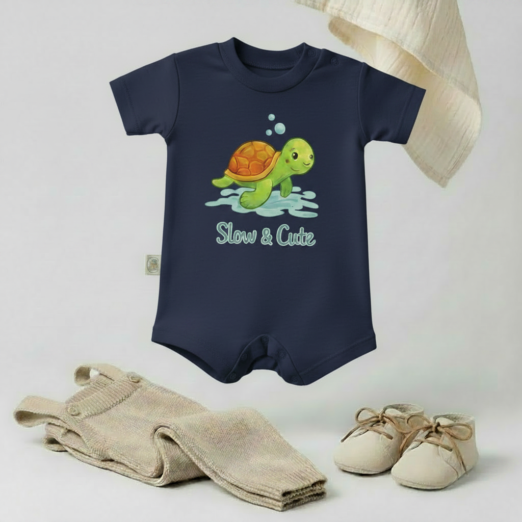 Slow & Cute Turtle Baby Romper – 6 Colors