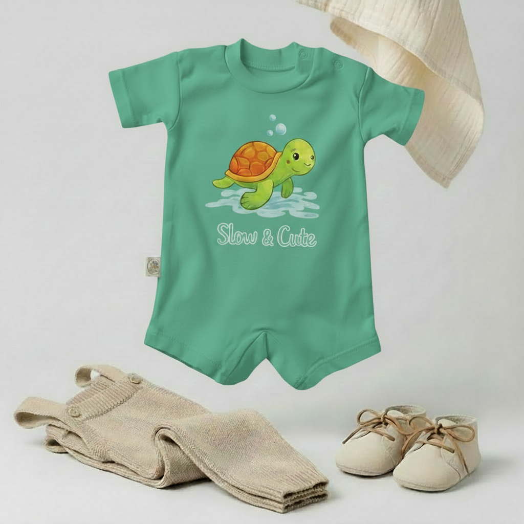 Slow & Cute Turtle Baby Romper – 6 Colors