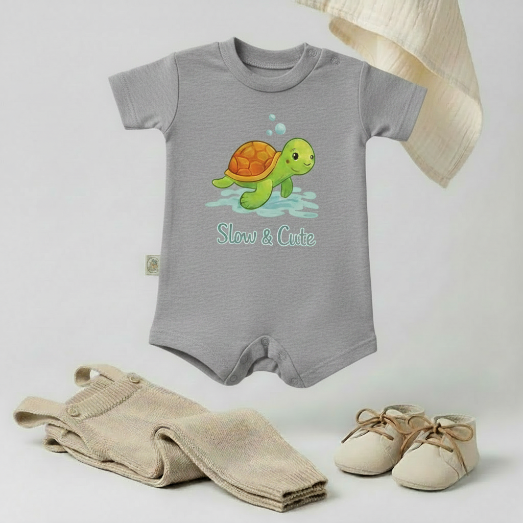 Slow & Cute Turtle Baby Romper – 6 Colors