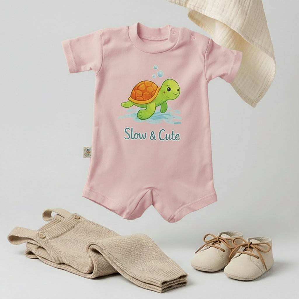 Slow & Cute Turtle Baby Romper – 6 Colors