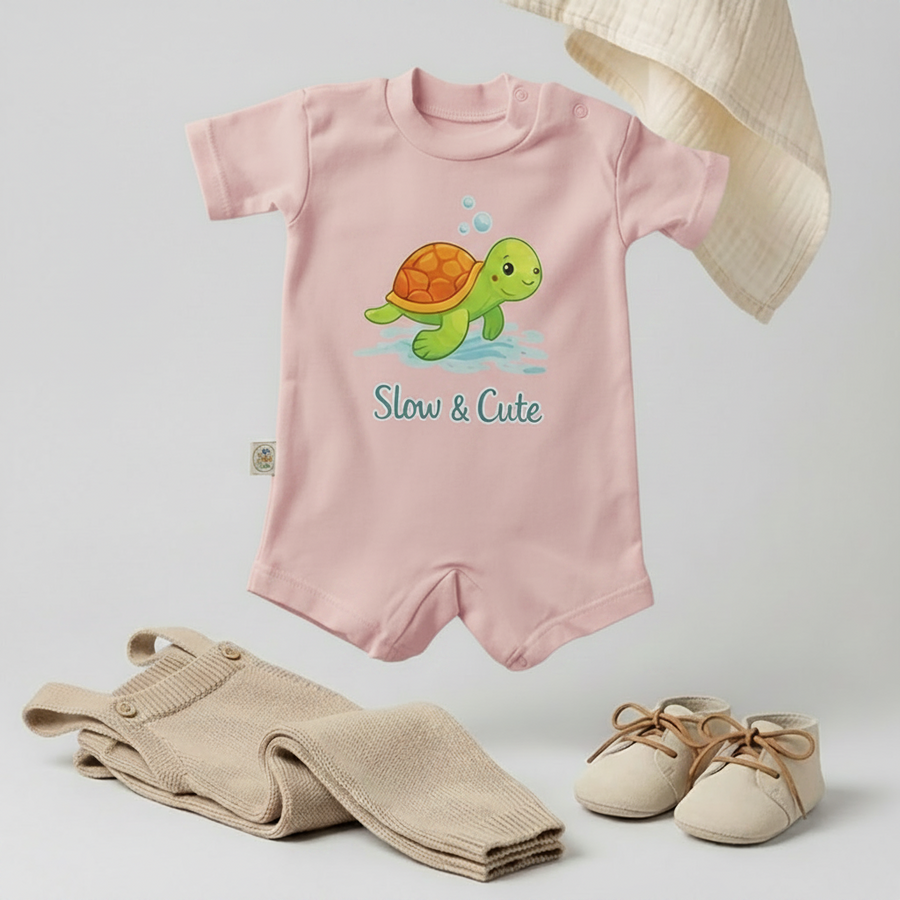 Slow & Cute Turtle Baby Romper – 6 Colors