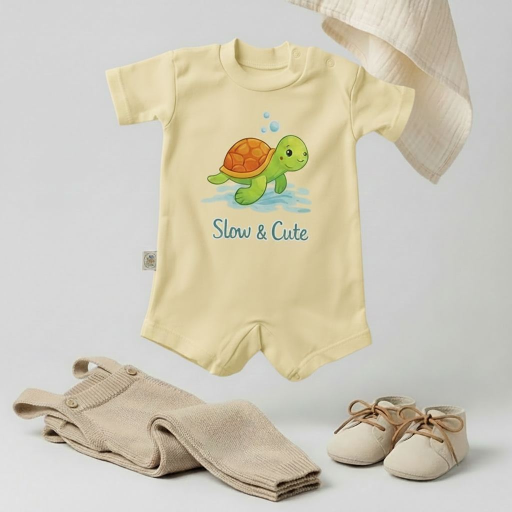 Slow & Cute Turtle Baby Romper – 6 Colors