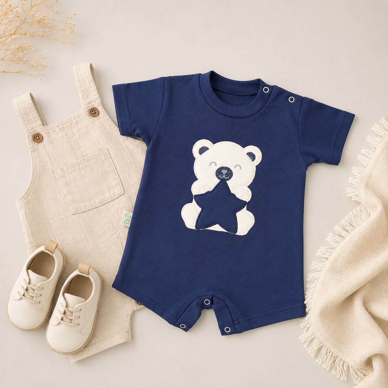 STAR BEAR Baby Romper -Available 4 colors-