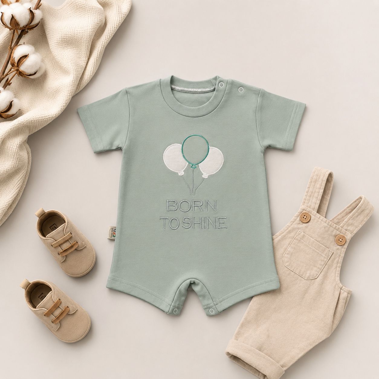 BORN TO SHINE Balloons --Baby Romper--4 colors Available --