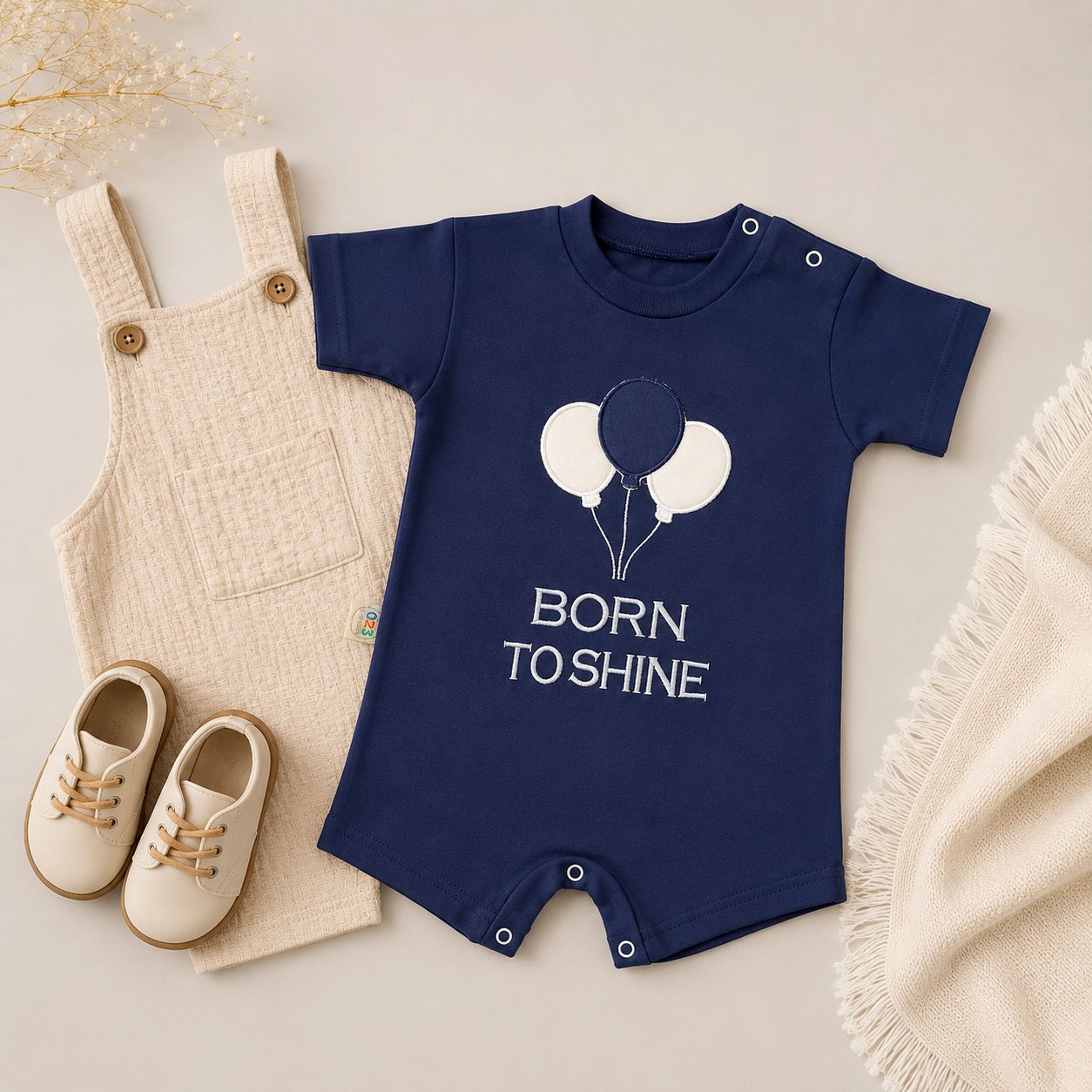 BORN TO SHINE Balloons --Baby Romper--4 colors Available --