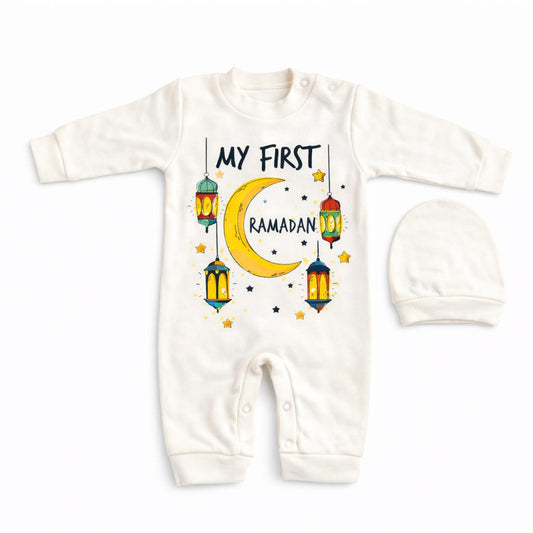 My First Ramadan Lantern Sleepsuit | Crescent Moon Newborn Romper