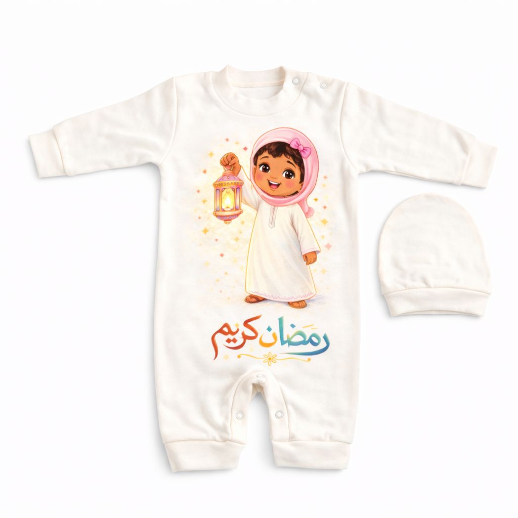 Ramadan Kareem Lantern Boy Sleepsuit | Arabic Newborn Romper