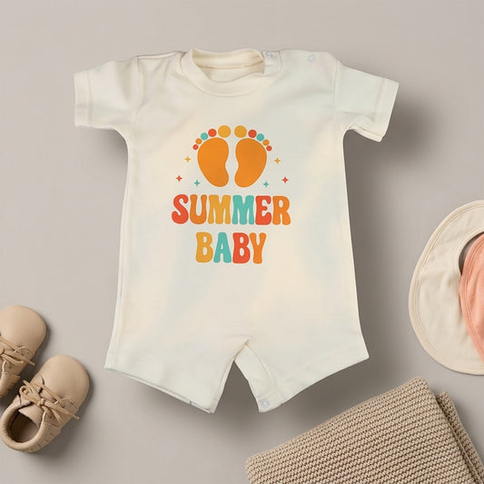 Summer Baby Romper – Footprints Design (6 Colors)