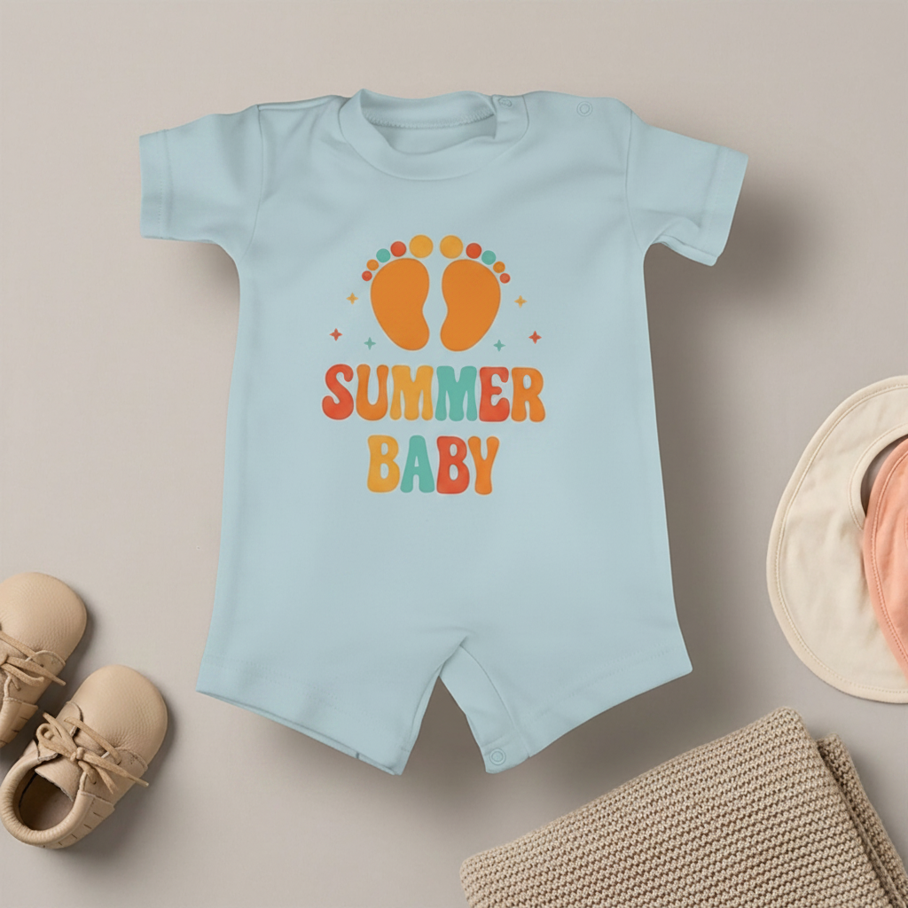 Summer Baby Romper – Footprints Design (6 Colors)