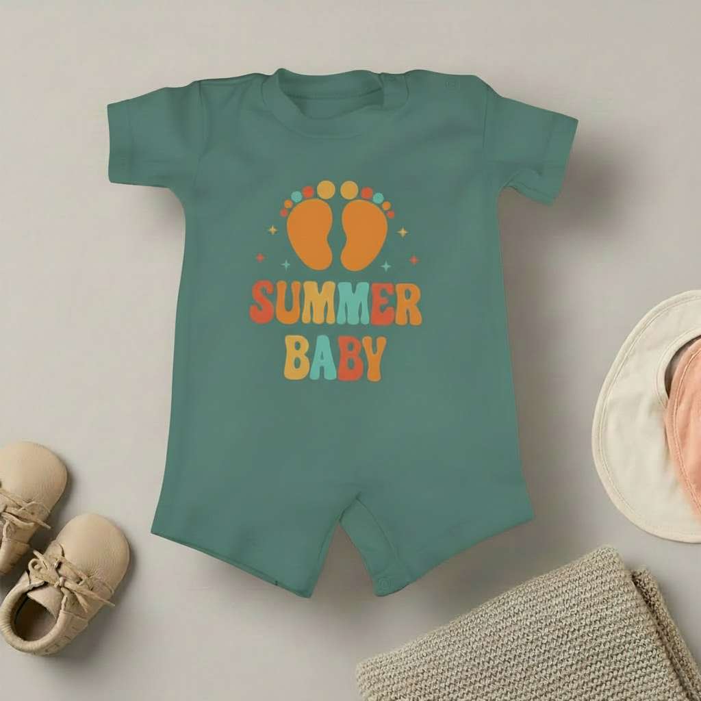 Summer Baby Romper – Footprints Design (6 Colors)