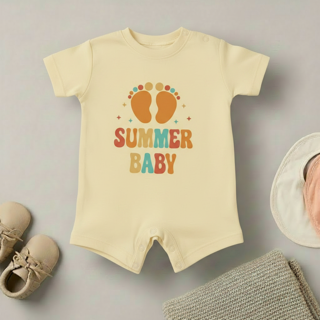 Summer Baby Romper – Footprints Design (6 Colors)