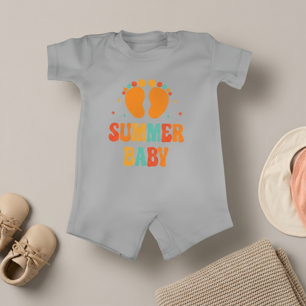 Summer Baby Romper – Footprints Design (6 Colors)