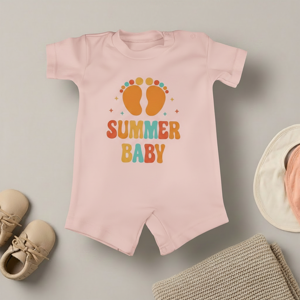 Summer Baby Romper – Footprints Design (6 Colors)
