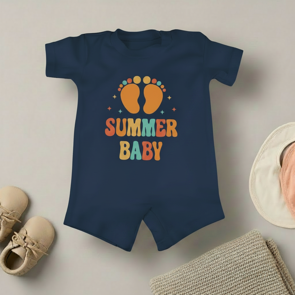 Summer Baby Romper – Footprints Design (6 Colors)