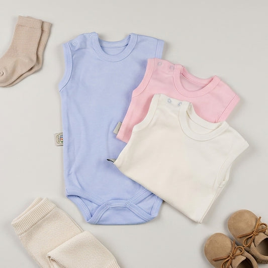 Sleeveless Baby Bodysuit – Soft Cotton Newborn Romper (3 Colors)