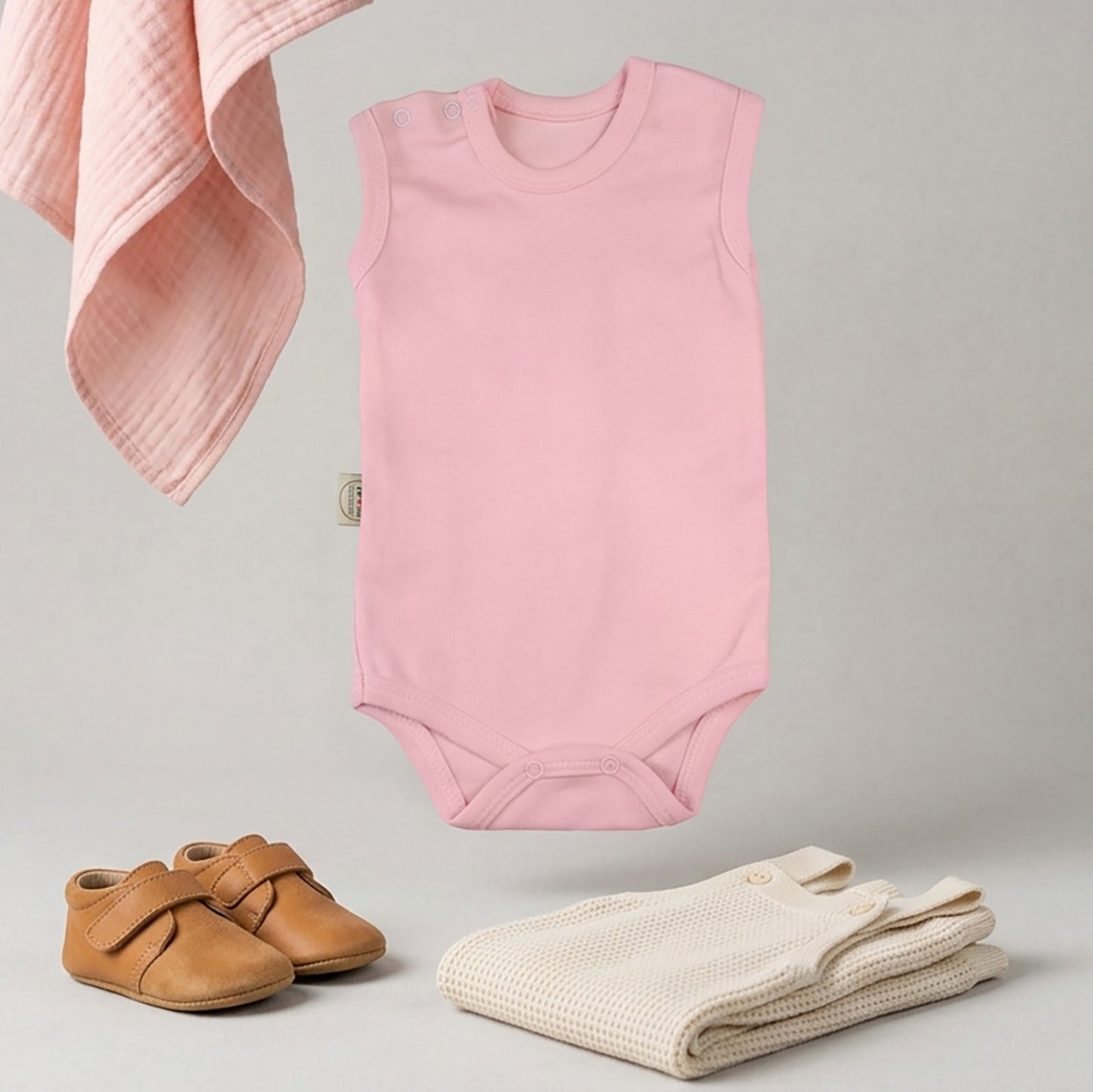 Sleeveless Baby Bodysuit – Soft Cotton Newborn Romper (3 Colors)
