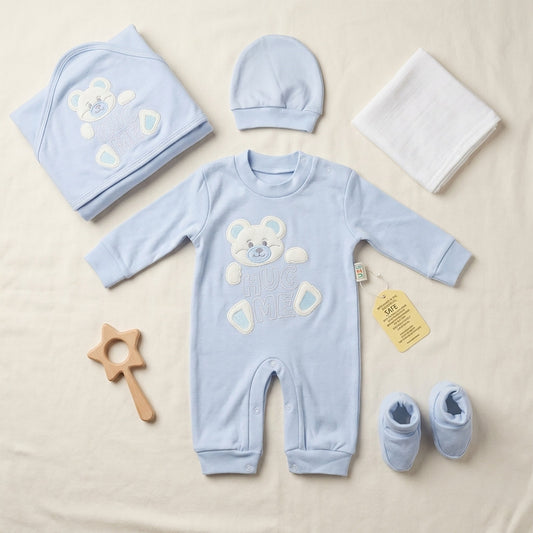 Hug Me Bear Baby Matching Set – 4 Piece Newborn Outfit - Boy