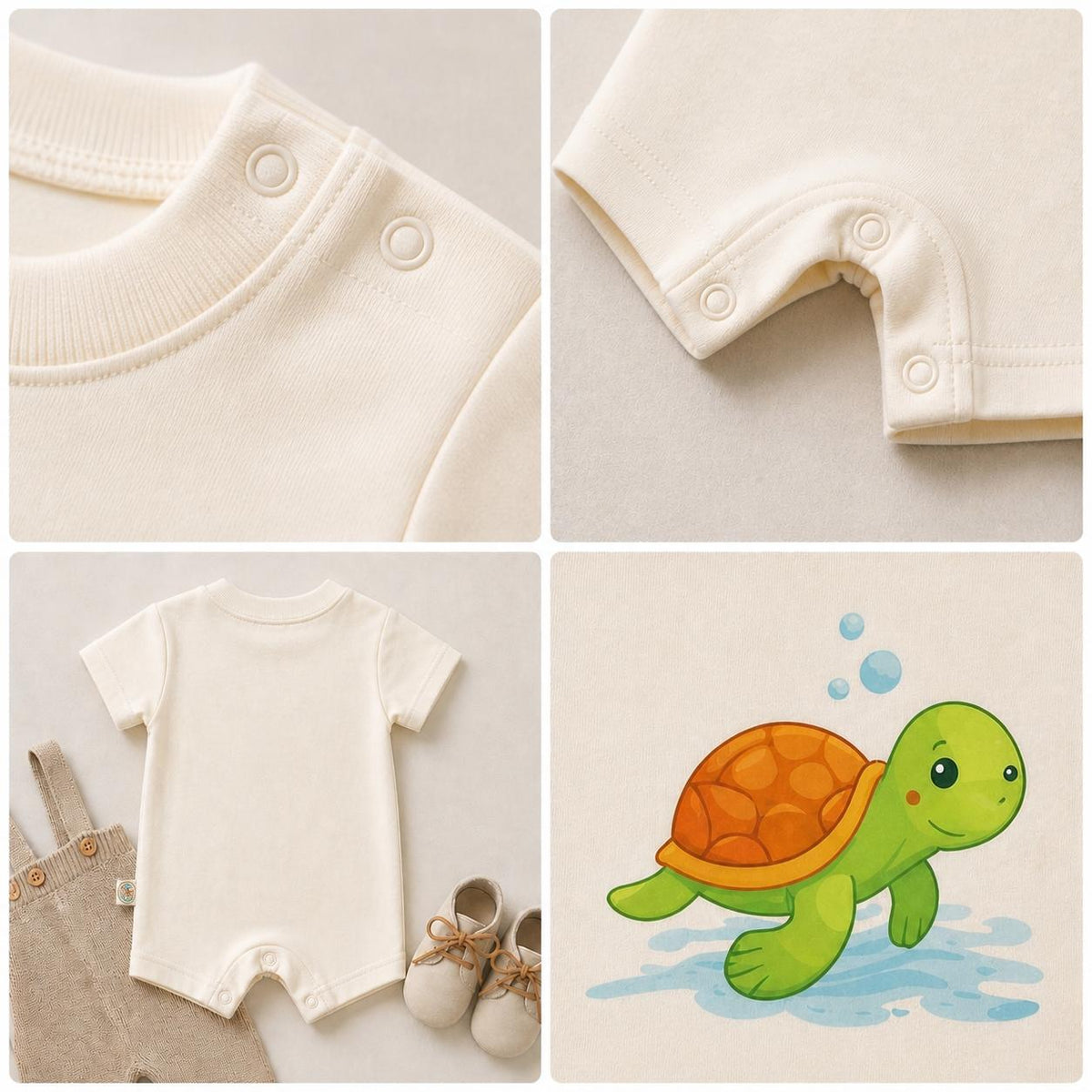 Slow & Cute Turtle Baby Romper – 6 Colors