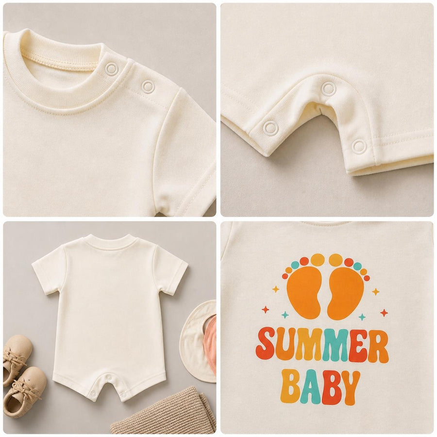 Summer Baby Romper – Footprints Design (6 Colors)