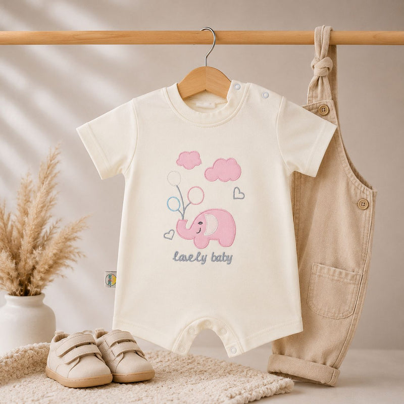 MY LOVELY BABY Elephant Romper--Available 4 colors -short sleeve