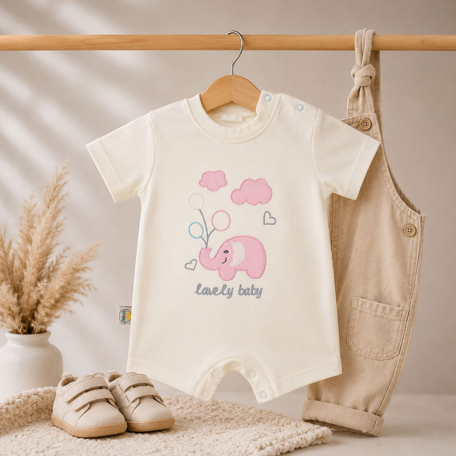 MY LOVELY BABY Elephant Romper--Available 4 colors -short sleeve