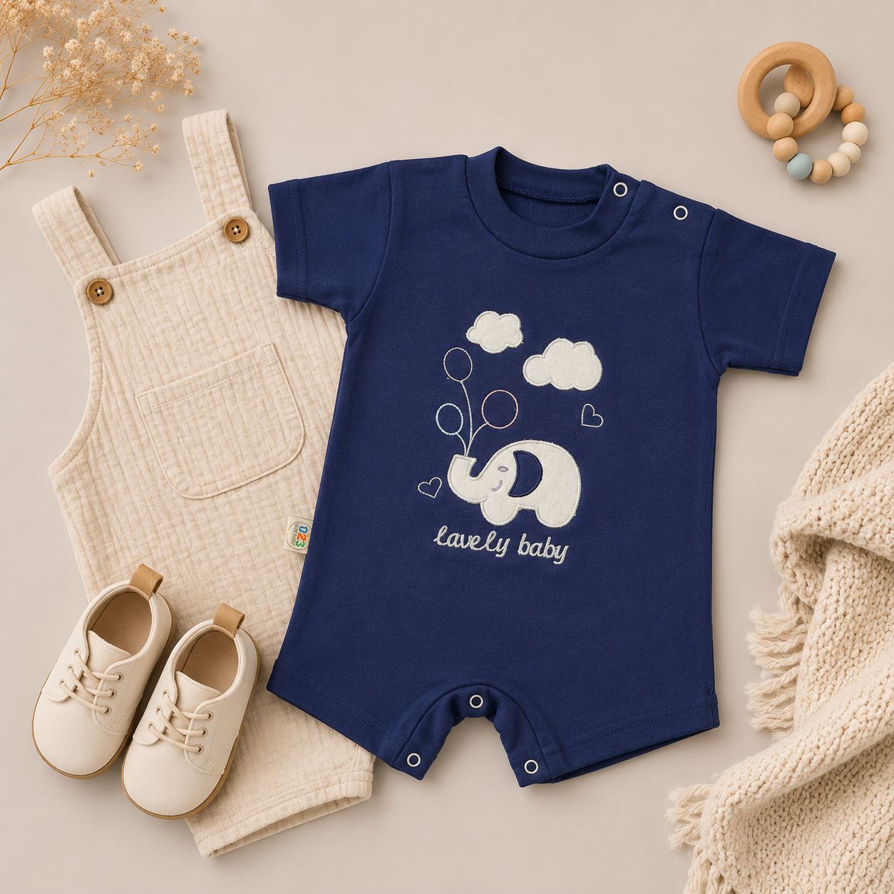 MY LOVELY BABY Elephant Romper--Available 4 colors -short sleeve