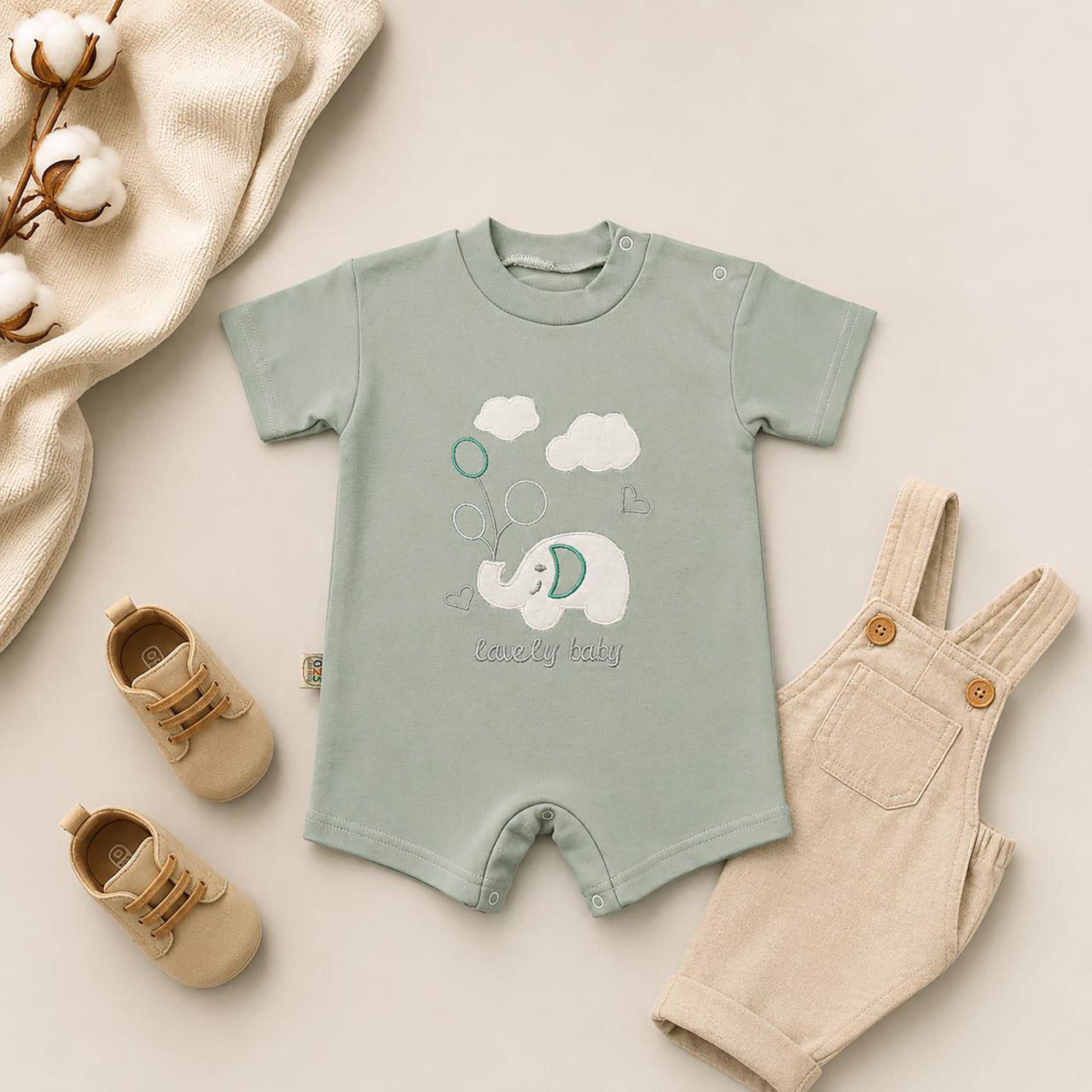 MY LOVELY BABY Elephant Romper--Available 4 colors -short sleeve