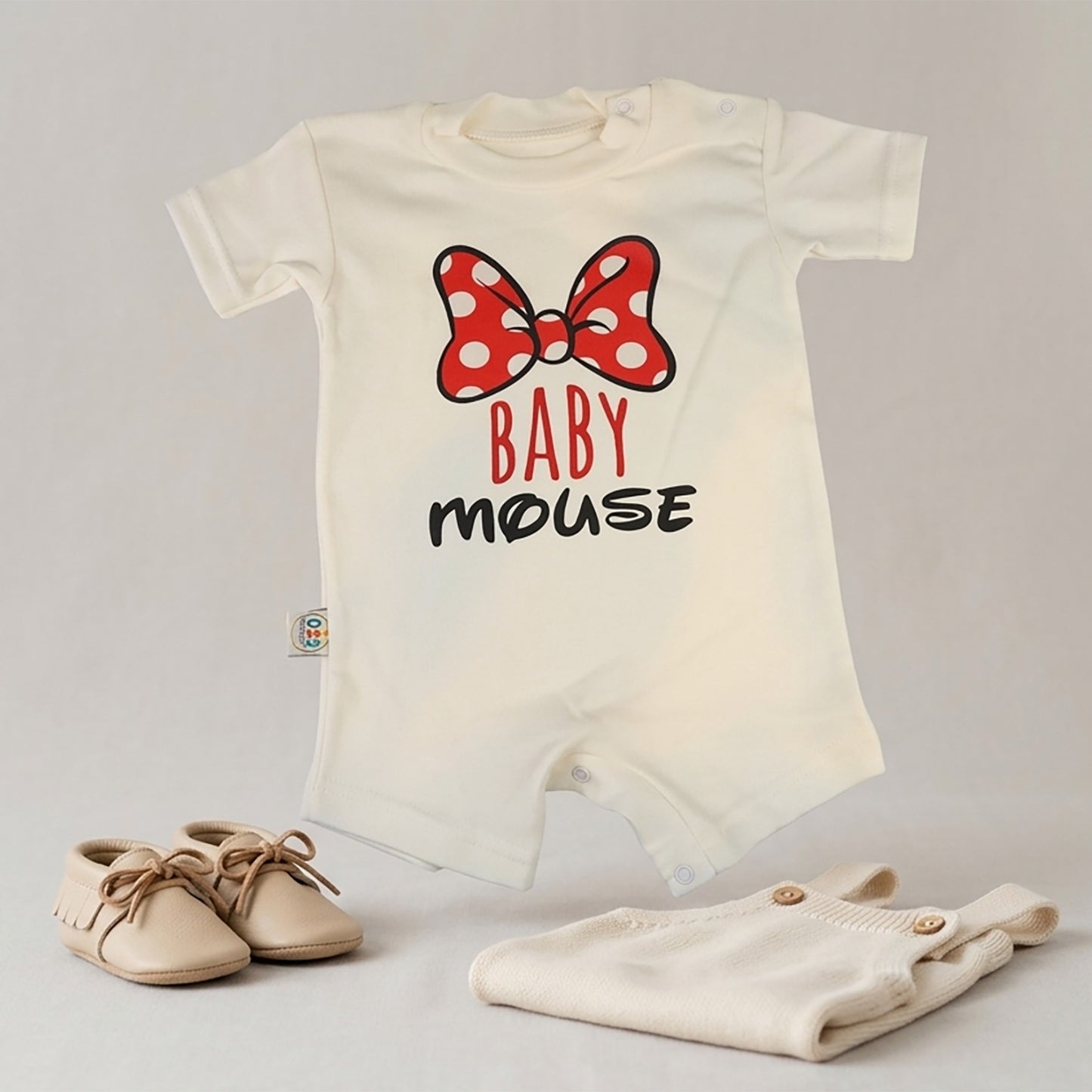 Baby Mouse Bow Romper – 6 Color Options