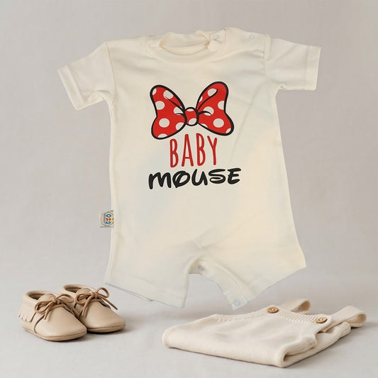 Baby Mouse Bow Romper – 6 Color Options
