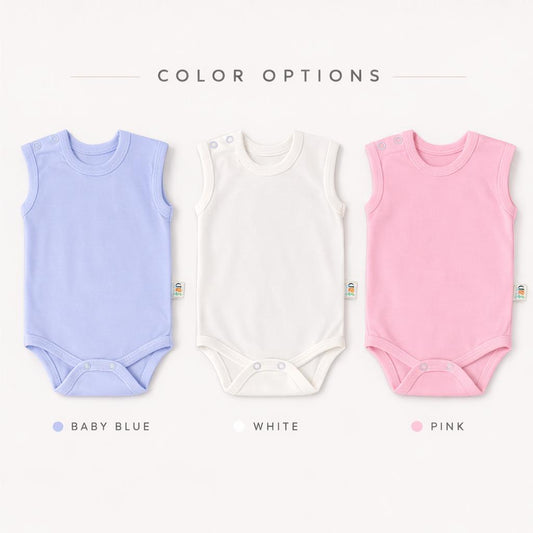 Sleeveless Baby Bodysuit – Soft Cotton Newborn Romper (3 Colors)