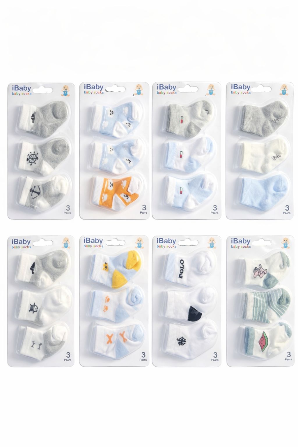 Soft Cotton Baby Socks – 3 Pairs Pack(باكت شراب مكون من ٣ قطع ) BOY