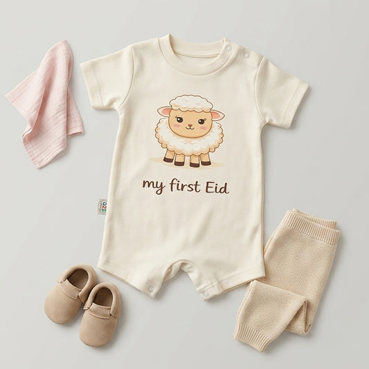 My First Eid Baby Romper – Sheep Design (6 Colors)
